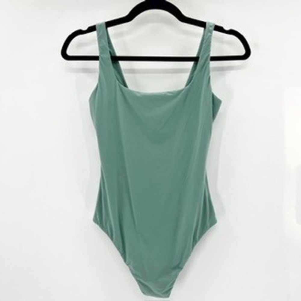 Auden Luxury Collection One Piece bodysuit Sage Green Scoop Neck Size M